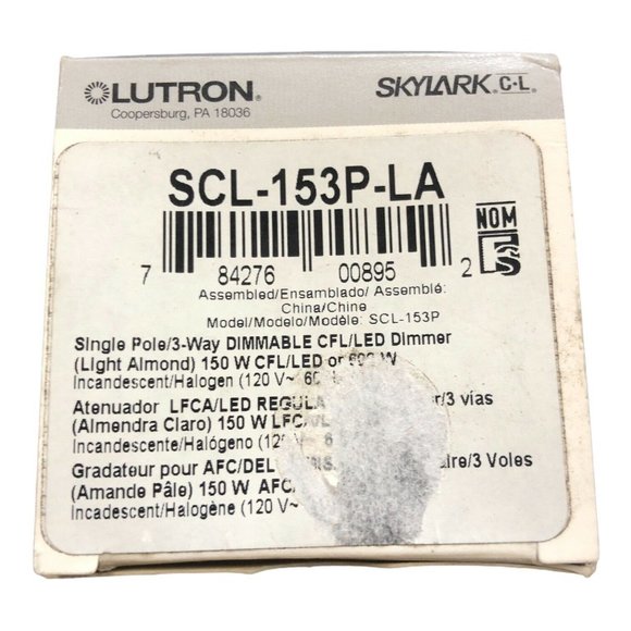 Lutron SCL-153P-LA Skylark CL 150-watt CFL LED Incandescent Dimmer Switch Almond - Picture 2 of 7